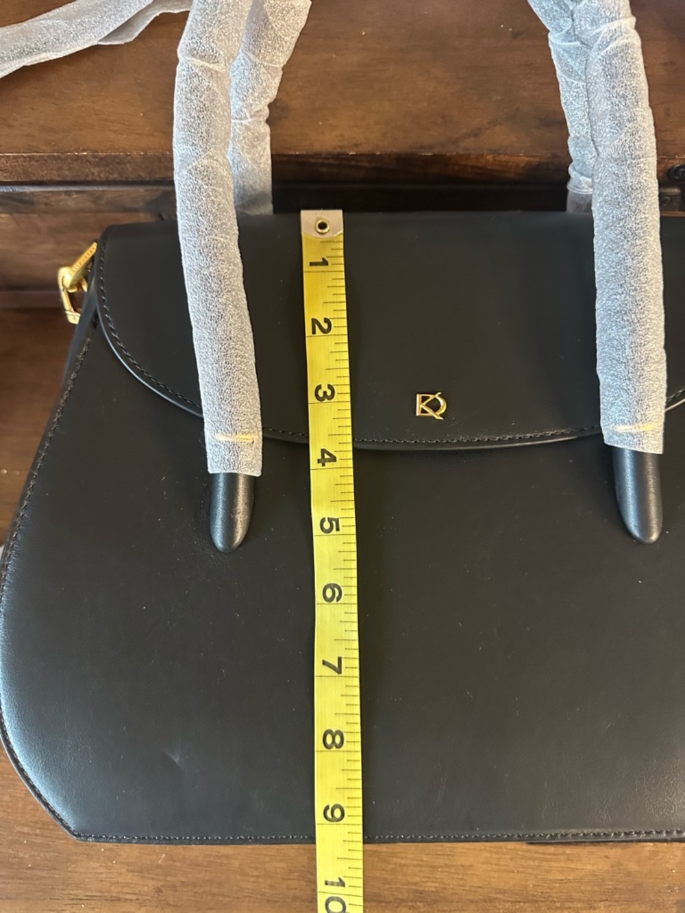 Donna Karan NWT Black BelleRose Leather Flap Satchel Crossbody Bag - Picture 8 of 11